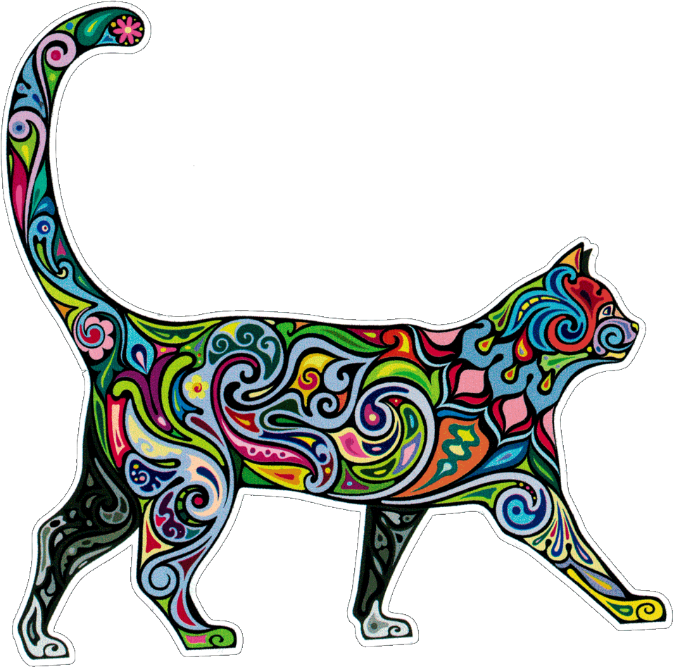 Bumper Sticker / Decal - Watercolor Cat (1000x978), Png Download