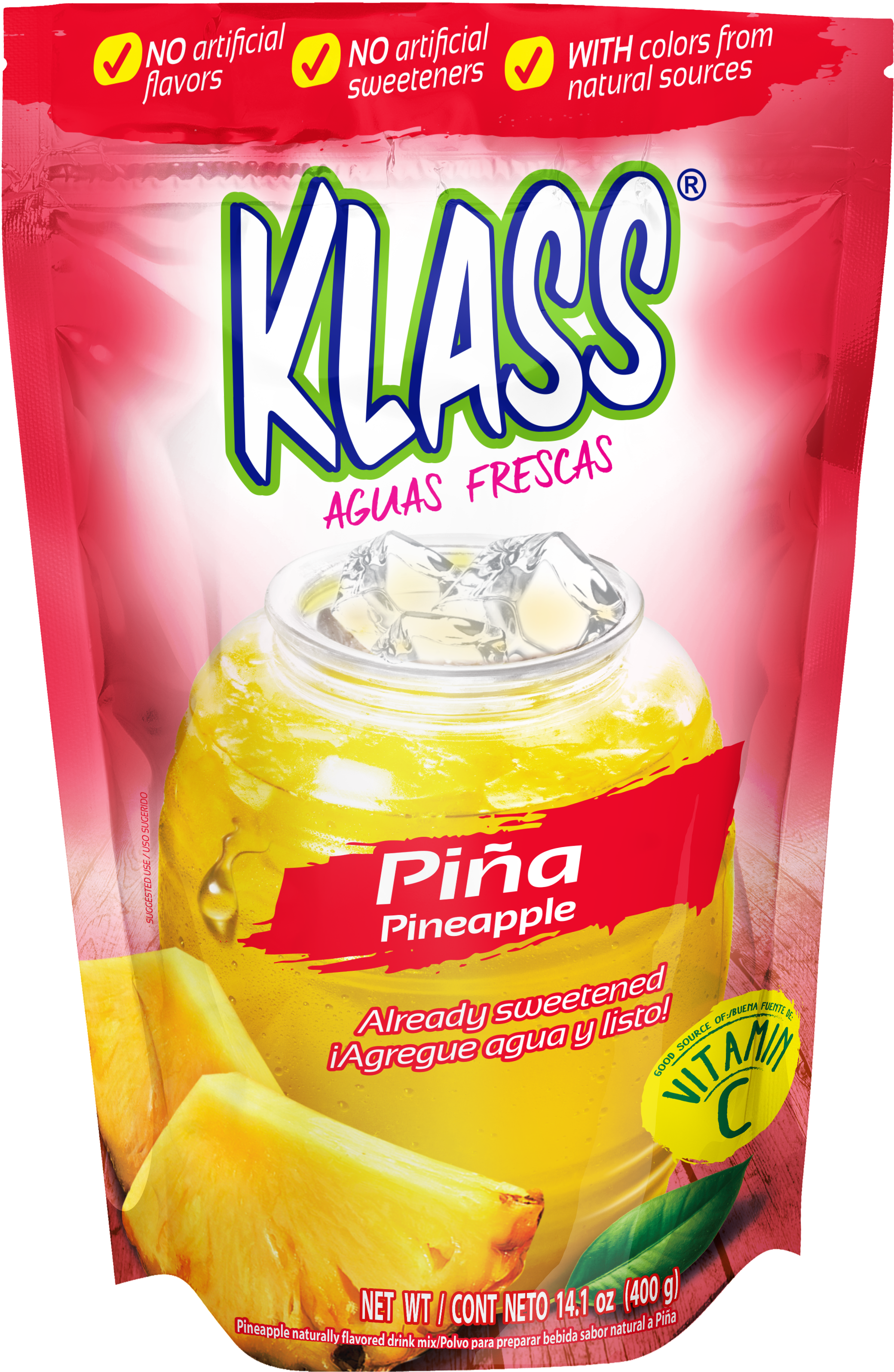 Klass Pineapple Naturally Flavored Drink Mix - Klass Drink Mix, Strawberry - 14.1 Oz Pouch (2598x3942), Png Download
