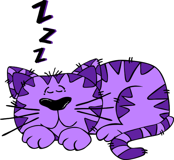 Cheshire Cat Clipart Purple - Sleeping Cat Cartoon Character (600x554), Png Download