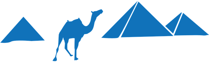 Pyramids Camel Blue Silhouette Structures - Pyramids Of Giza Vector (680x340), Png Download