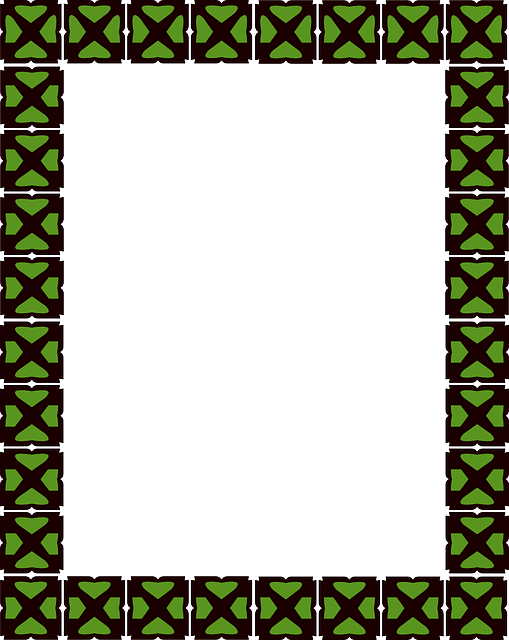 Green, Rectangular, Frame, Border, Free, Decorative - Motif (509x640), Png Download