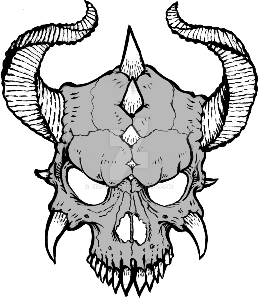 Skull With Horns Drawing At Getdrawings - Cool Skulls To Draw (831x961), Png Download