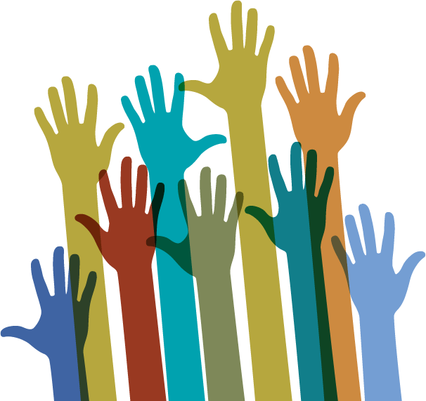 Raised Hands Of Different Colors - Bartholomew County, Indiana (606x571), Png Download