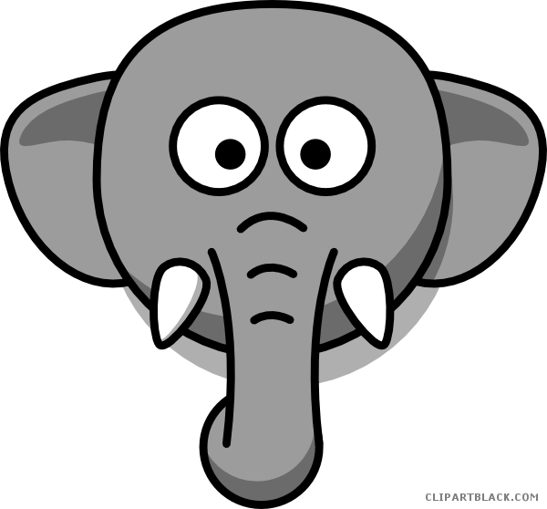 Elephant Head Animal Free Black White Clipart Images - Elephant Face Clip Art (600x558), Png Download