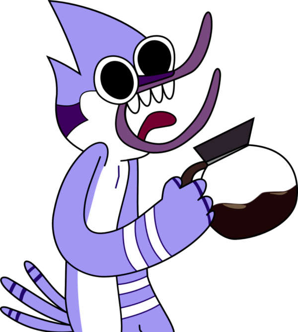 Mordecai Holding Tea Jar-ydb533 - Regular Show Mordecai Coffee (600x668), Png Download