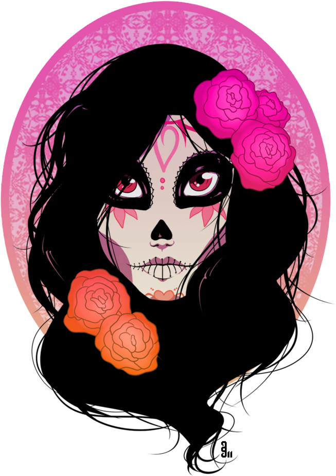 Cute Sugar Skull - Sugar Skull Lady Transparent (785x1018), Png Download