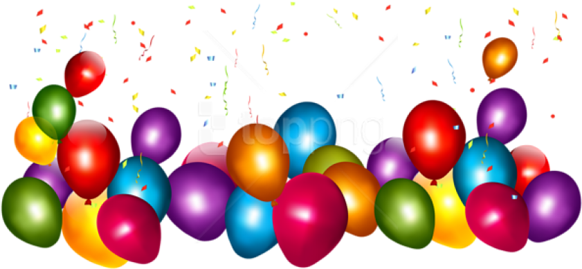 Free Png Download Transparent Colorful Balloons With - Balloons And Confetti Transparent (850x396), Png Download