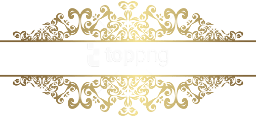 Free Png Download Gold Decorative Element Png Clipart - Gold Floral Ornament Png (850x391), Png Download