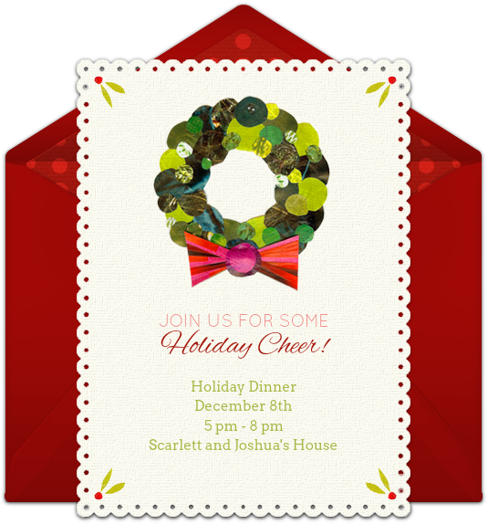 Christmas Wreath Collage Online Invitation - Circle (650x650), Png Download