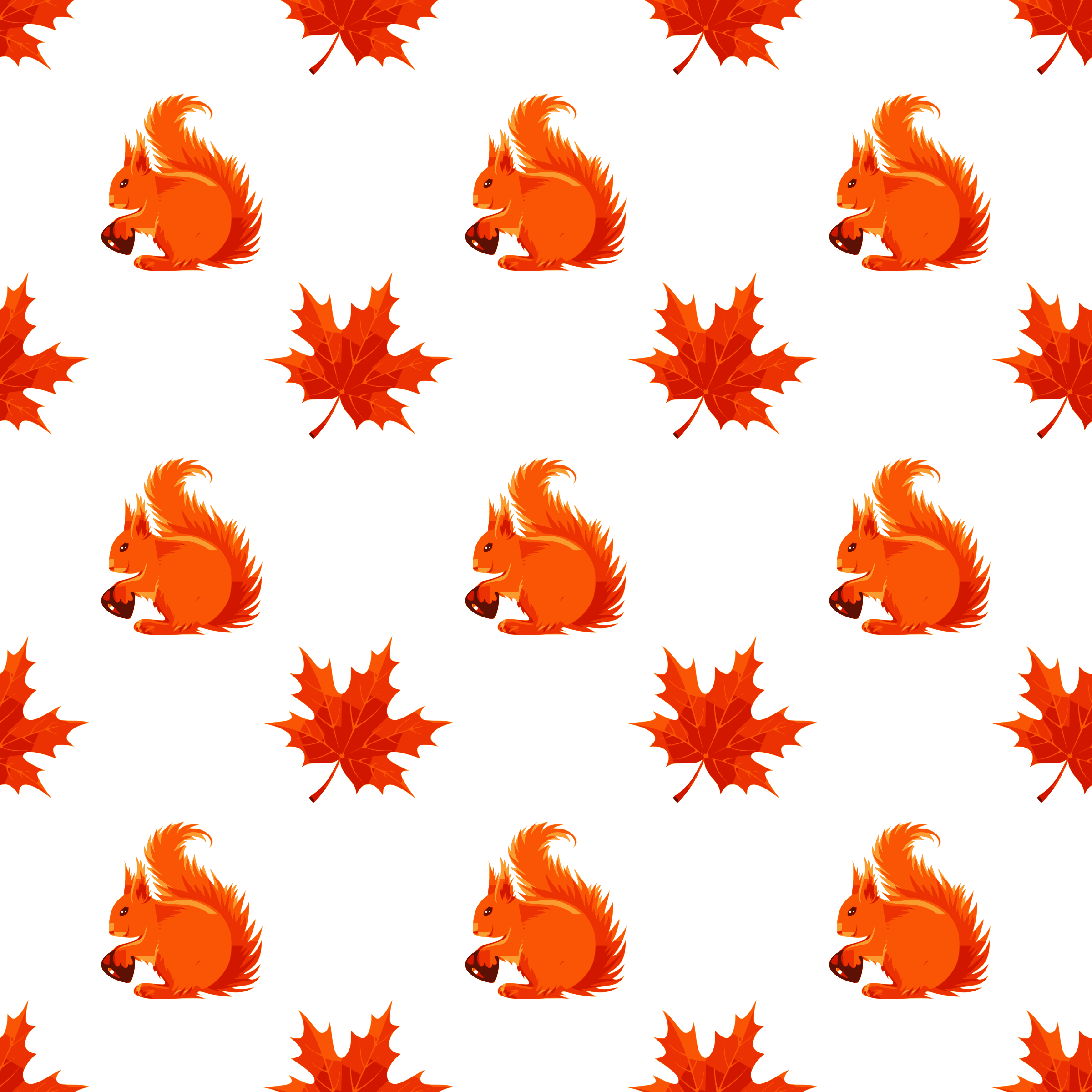 This Free Icons Png Design Of Maple And Squirrel Seamless (2400x2400), Png Download