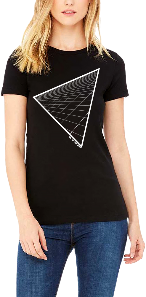 Triangle Grid T-shirt - Black Blank Womens Tshirt (1000x1000), Png Download