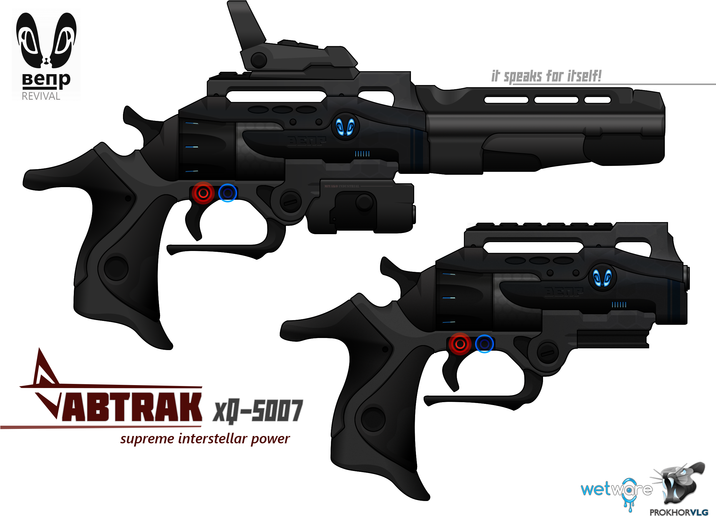 Prokhorium Spaceships Weapons Graphic Spacebattles - Sci Fi Six Shooter (2433x1833), Png Download