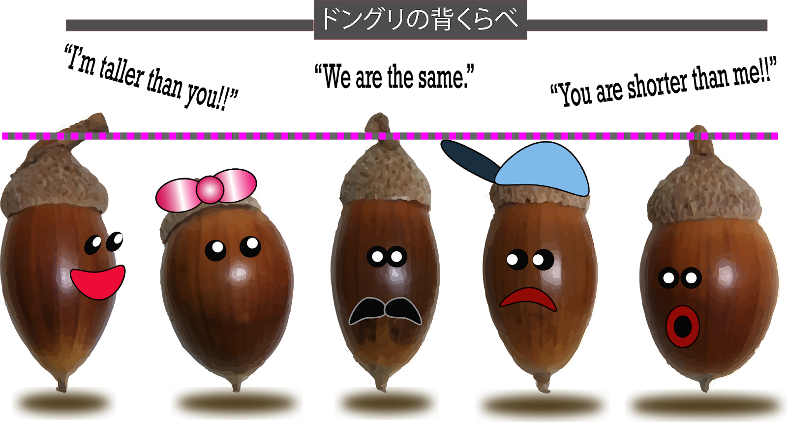 Little Acorns Are Measuring Who Is Taller - Cartoon (1600x858), Png Download