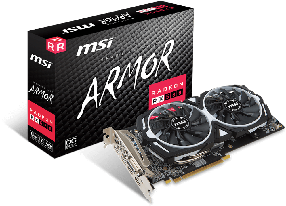 Msi Radeon Rx 580 Armor Oc 8gb Edition Gddr5 Graphics - Msi Rx 580 Armor (1024x819), Png Download