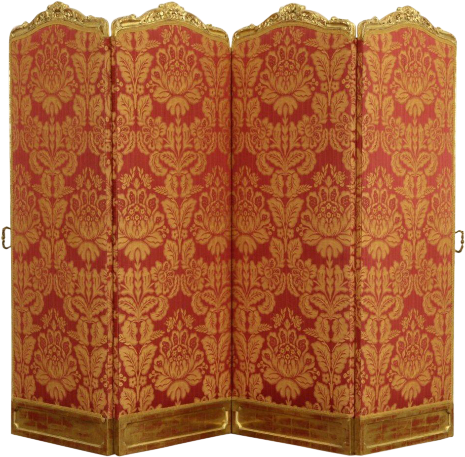 French Gold Leaf 1890 Antique Screen, Four Damask Panels - Cupboard (941x941), Png Download