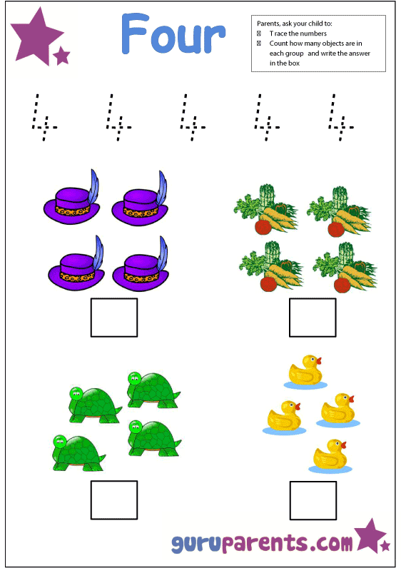 Preschool Number 4 Worksheet - Fl Sounds (595x842), Png Download