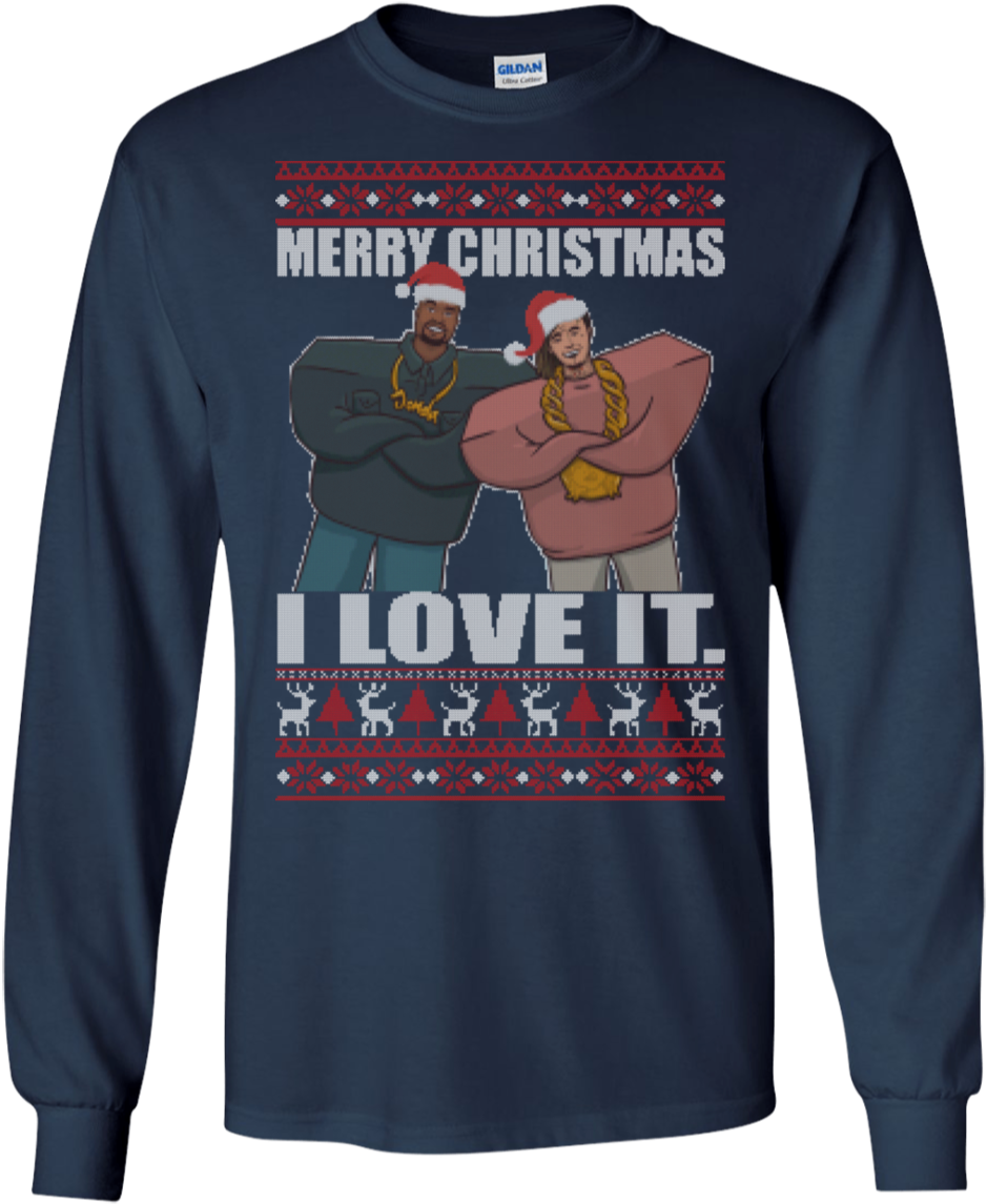 Kanye West Lil Pump Merry Christmas I Love It Ugly - Shirt (1155x1155), Png Download