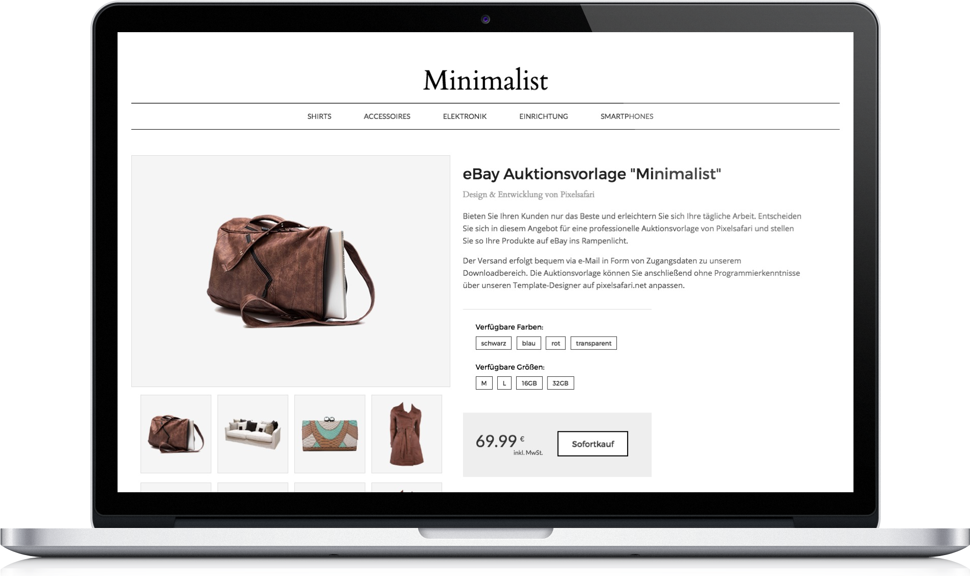Minimalist Ebay Listing Template - Shoulder Bag (1939x1153), Png Download