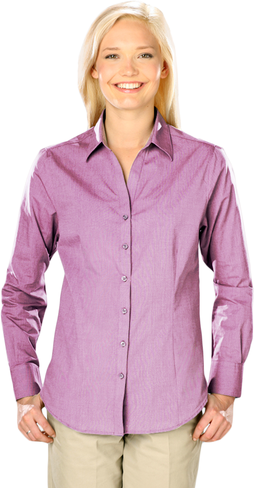 Ladies Cross-weave L/s Shirtl - Formal Wear (633x1000), Png Download