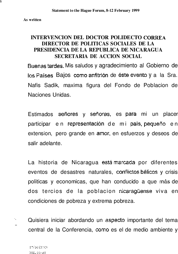 Statement Of Nicaragua - Principio De Una Carta (615x856), Png Download