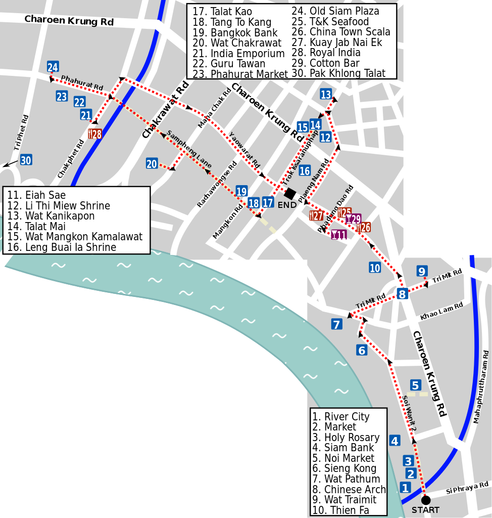 Yaowarat Tour Map - Map (974x1024), Png Download