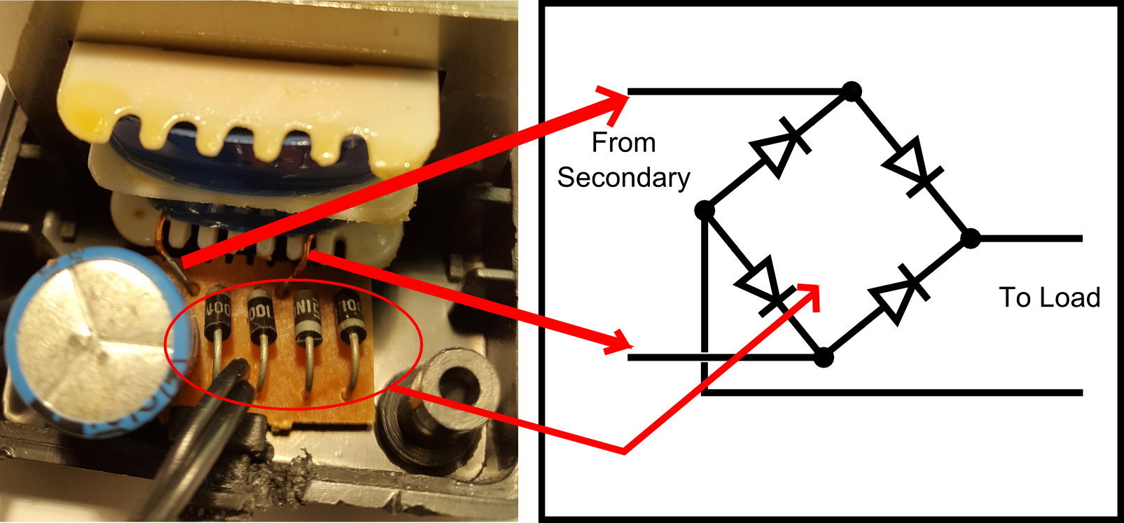 Full Bridge Rectifier Circuit And Schematic - Diagram (1605x747), Png Download