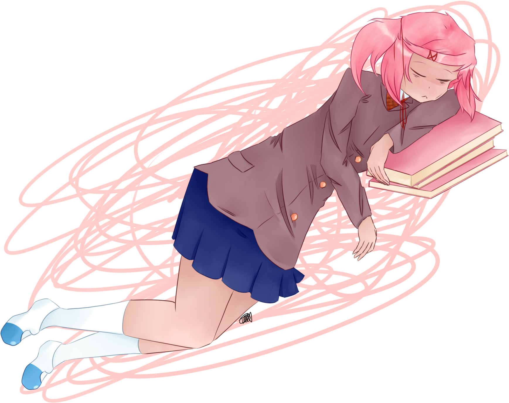 Oc Fanartsleeping Natsuki Png Fanart Sleepy Natsuki - Cartoon (2000x2000), Png Download