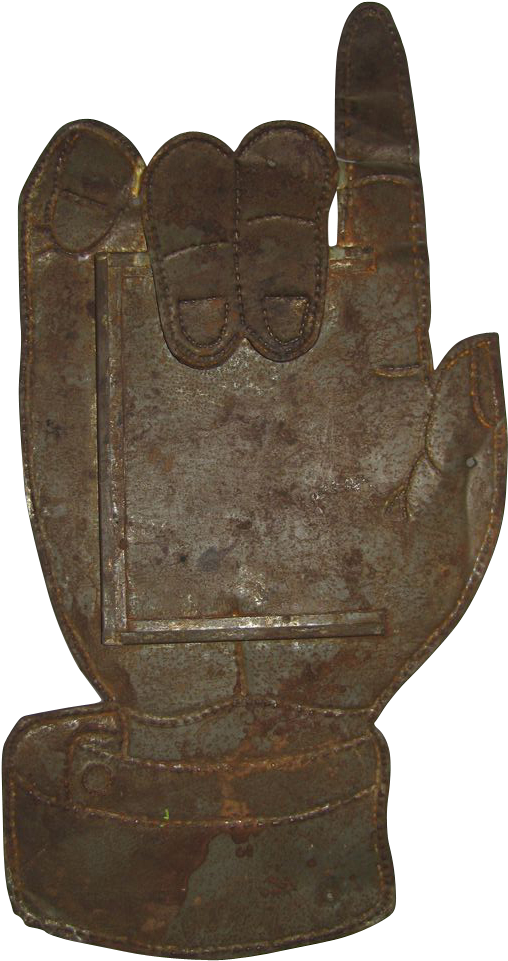 This Is A Tin Pointing Hand Point Of Purchase Sign - Hand (989x989), Png Download