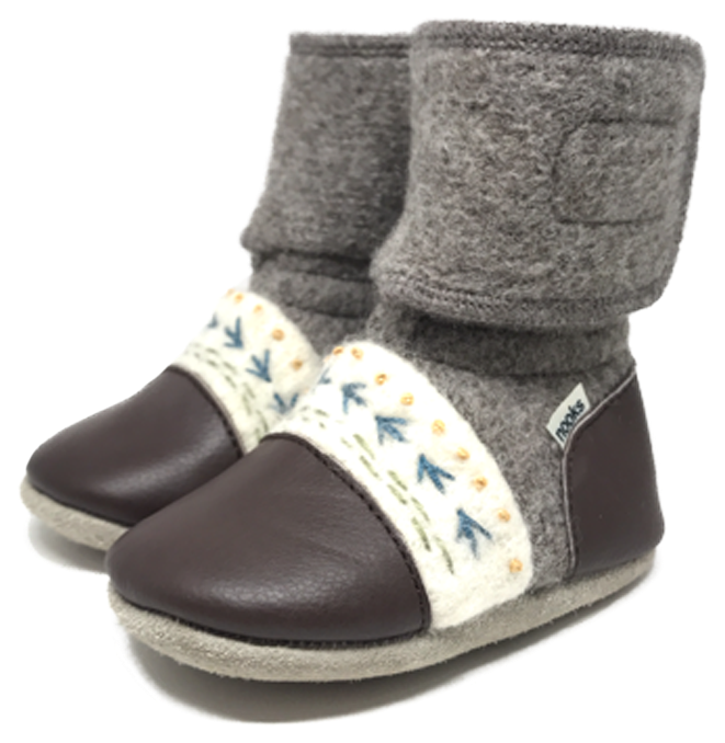 Caribou - Wheat Wool Booties Grey Melange Kids Footwear S (3-6m) (750x750), Png Download