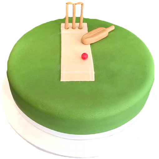 Cricket Theme Cake (600x600), Png Download