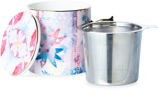 Falling Flowers Pink Mug With Infuser - Stock Pot (555x555), Png Download