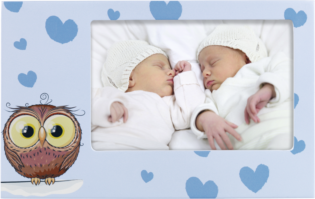 "eule Elia" Portrait Frame, Blue, 10 X 15 Cm - Twins Girls Birth Announcements (1100x1100), Png Download