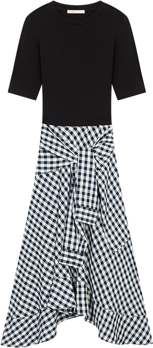 Bimaterial Midi Dress - Polka Dot (800x800), Png Download