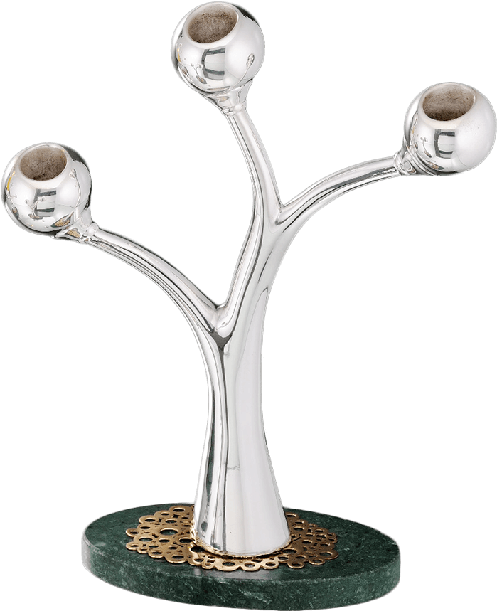 5 Sterling Silver Diffusion With 3 Candle Stand-1 - Antique (736x955), Png Download