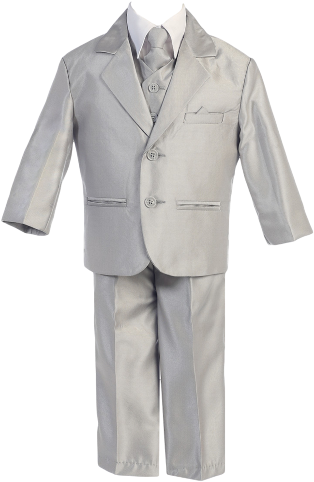 Boys Silver Metallic 7pc Suit W - Formal Wear (683x1024), Png Download