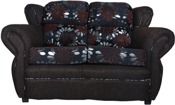 3 Piece Chocolate Sofa Set With Floral Print Two Seater - Loveseat (600x600), Png Download