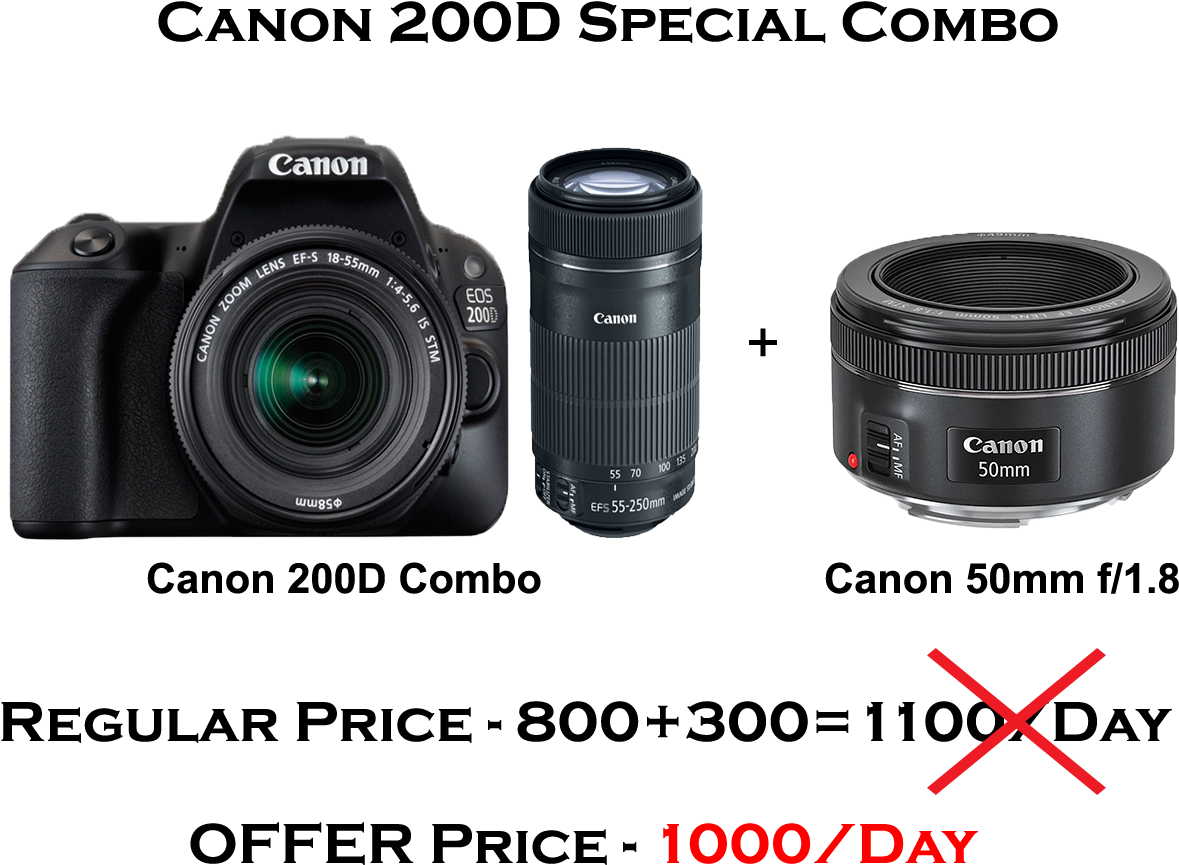 Canon 200d With Dual Lens (1250x1042), Png Download