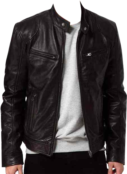 Jacket Png - Mens Black Leather Jacket Slim (640x800), Png Download