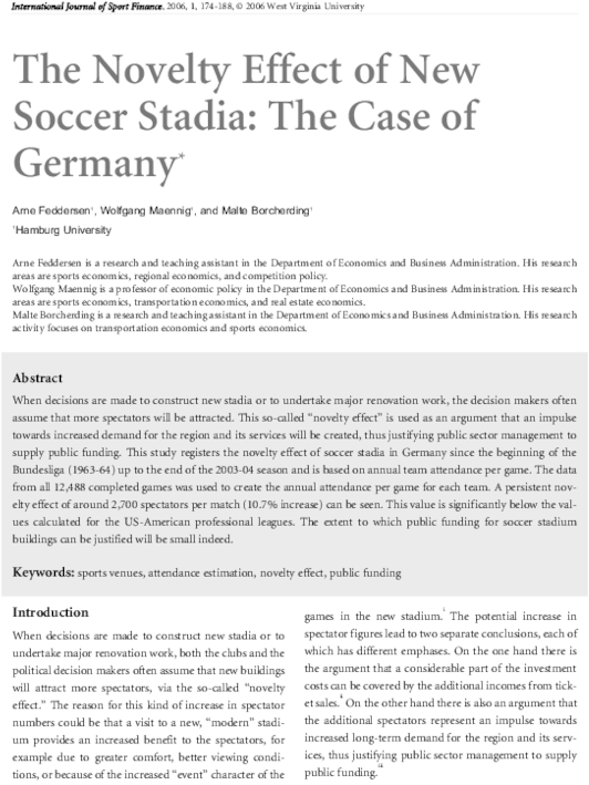 The Novelty Effect Of New Soccer Stadia - Document (600x776), Png Download