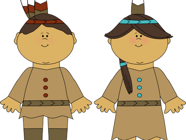 Indian Clipart Cute - Pilgrim And Indian Cartoon (640x480), Png Download