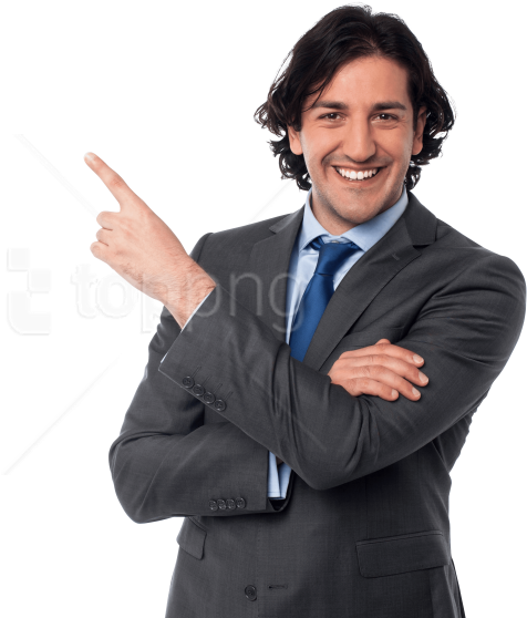 Free Png Download Men Pointing Left Png Images Background - Man With Suit Pointing (850x566), Png Download
