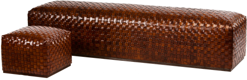 Breadloaf Woven Leather Bench - Studio Couch (570x570), Png Download