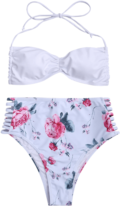 Ladder Cut Ruched High Cut Bikini - Bikini (558x744), Png Download