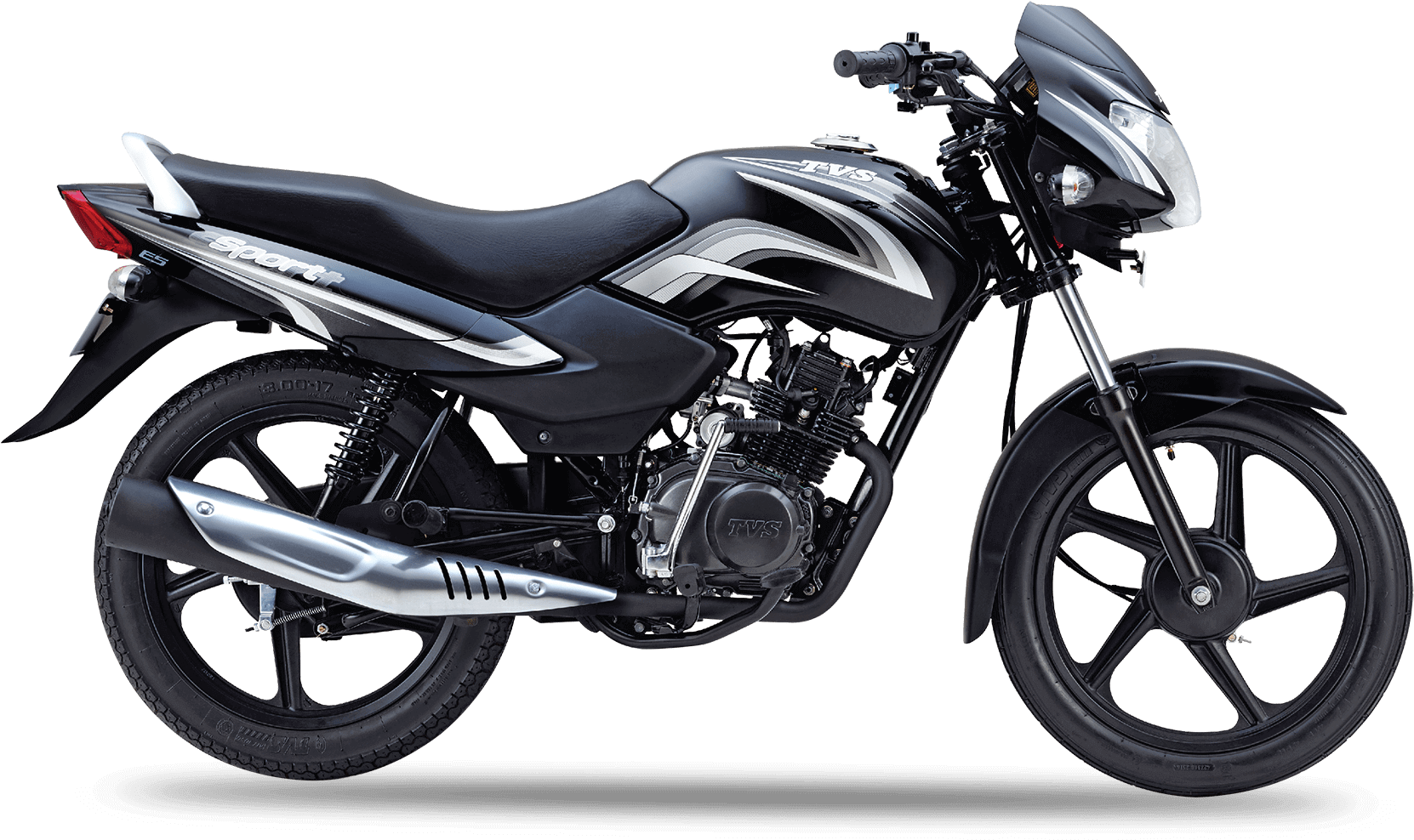 Source - - Tvs Sport Black Silver (2000x1414), Png Download