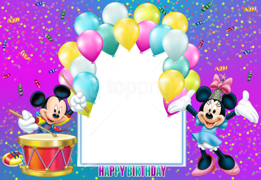 Free Png Happy Birthday Mickey Mouse Transparent Kids - Mickey Mouse Birthday Background (850x587), Png Download