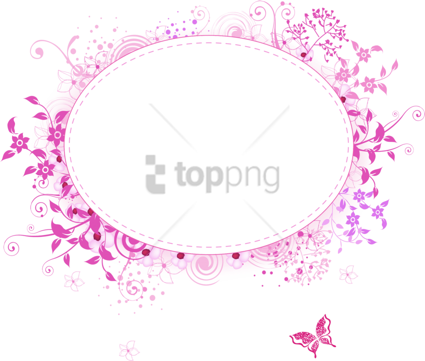 Free Png Transparent Flower Frame Png Image With Transparent - Pink Flower Png Frame (850x722), Png Download