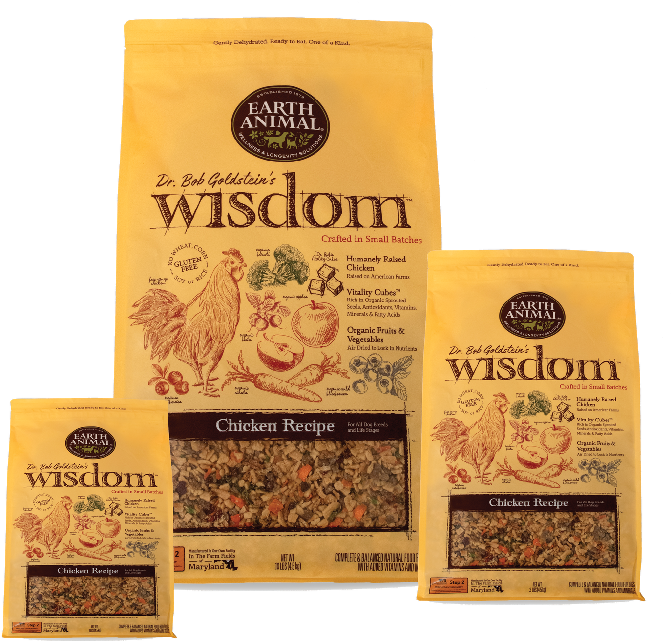 Wisdom Dog Food Chicken Recipe - Earth Animal (1707x1536), Png Download