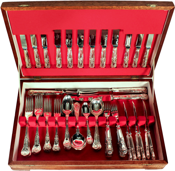 20th Century Cased Set Of Electroplated Kings Pattern - Spoon (1024x683), Png Download