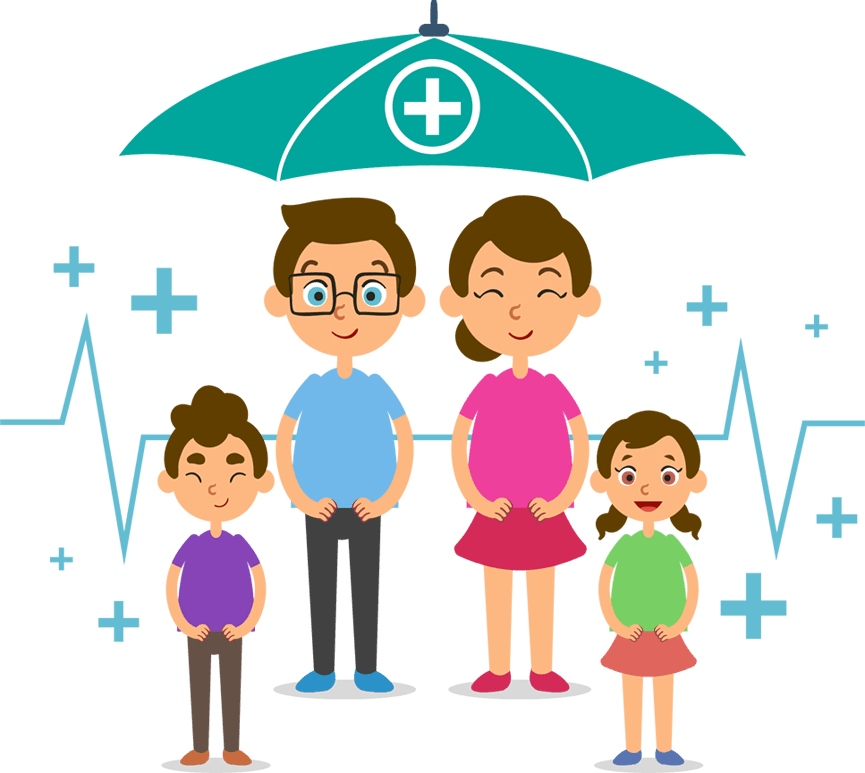 Group Health Insurance Broker - Family Health Insurance Cartoon (865x773), Png Download
