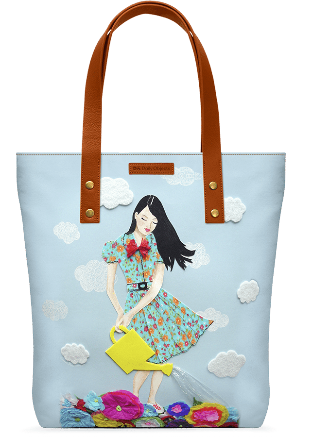 Dailyobjects Girl In Flowerland Classic Tote Bag Buy - Tote Bag (642x900), Png Download